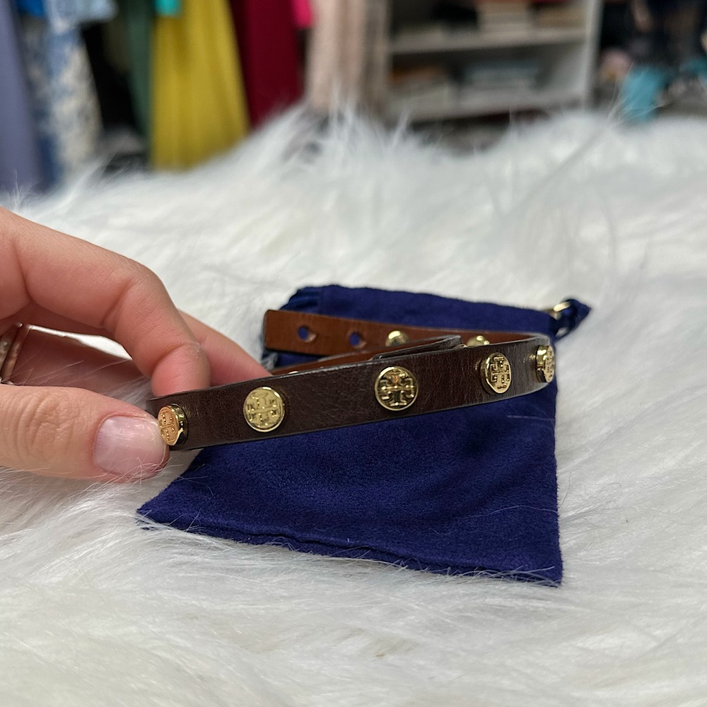 Tory Burch Leather & Gold Bracelet
